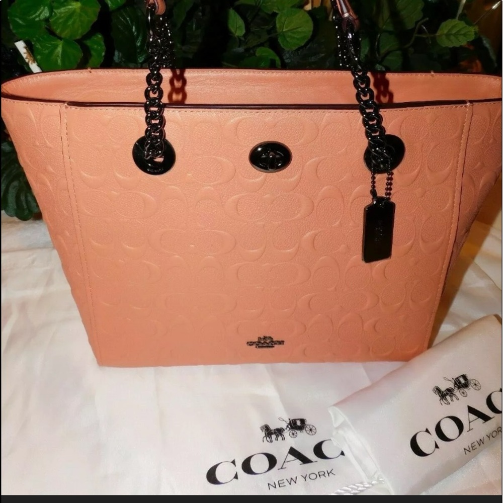 COACH Signature Turnlock Chain Tote Bag